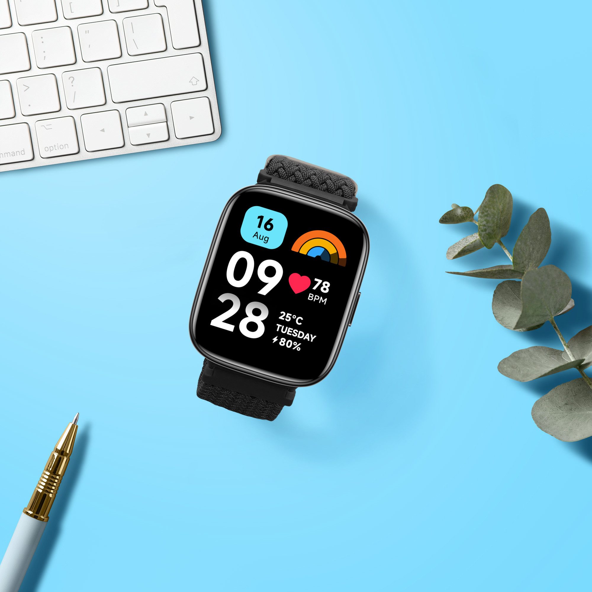 kwmobile Armband für Xiaomi Redmi Watch 3 Active Smartwatch, 1-tlg., Nylon Fitnesstracker Sportarmband Band - Innenmaße von 14 - 22 cm