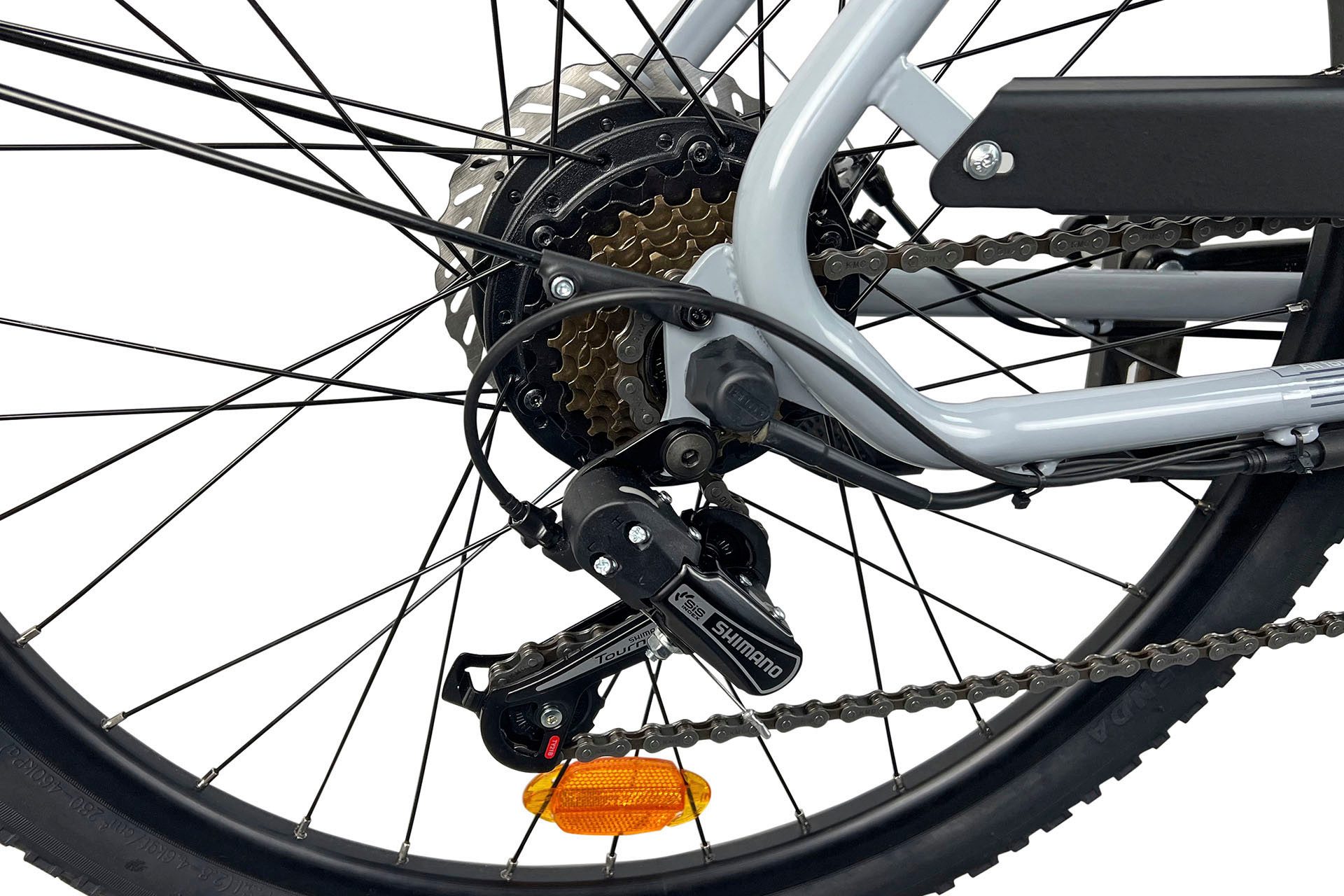 LLobe E-Bike Cityrad City E-Bike 26" Town Compact, grau, 7 Gang, Kettenschaltung, Heckmotor, 374,4 Wh, Pedelec, Elektrofahrrad für Damen und Herren