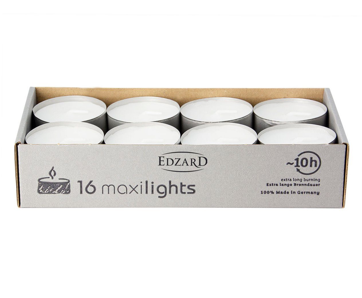 EDZARD Teelicht Maxiteelichter 16 Stück (Set, 16 Stück), Aluminiumhülle, Marke WENZEL