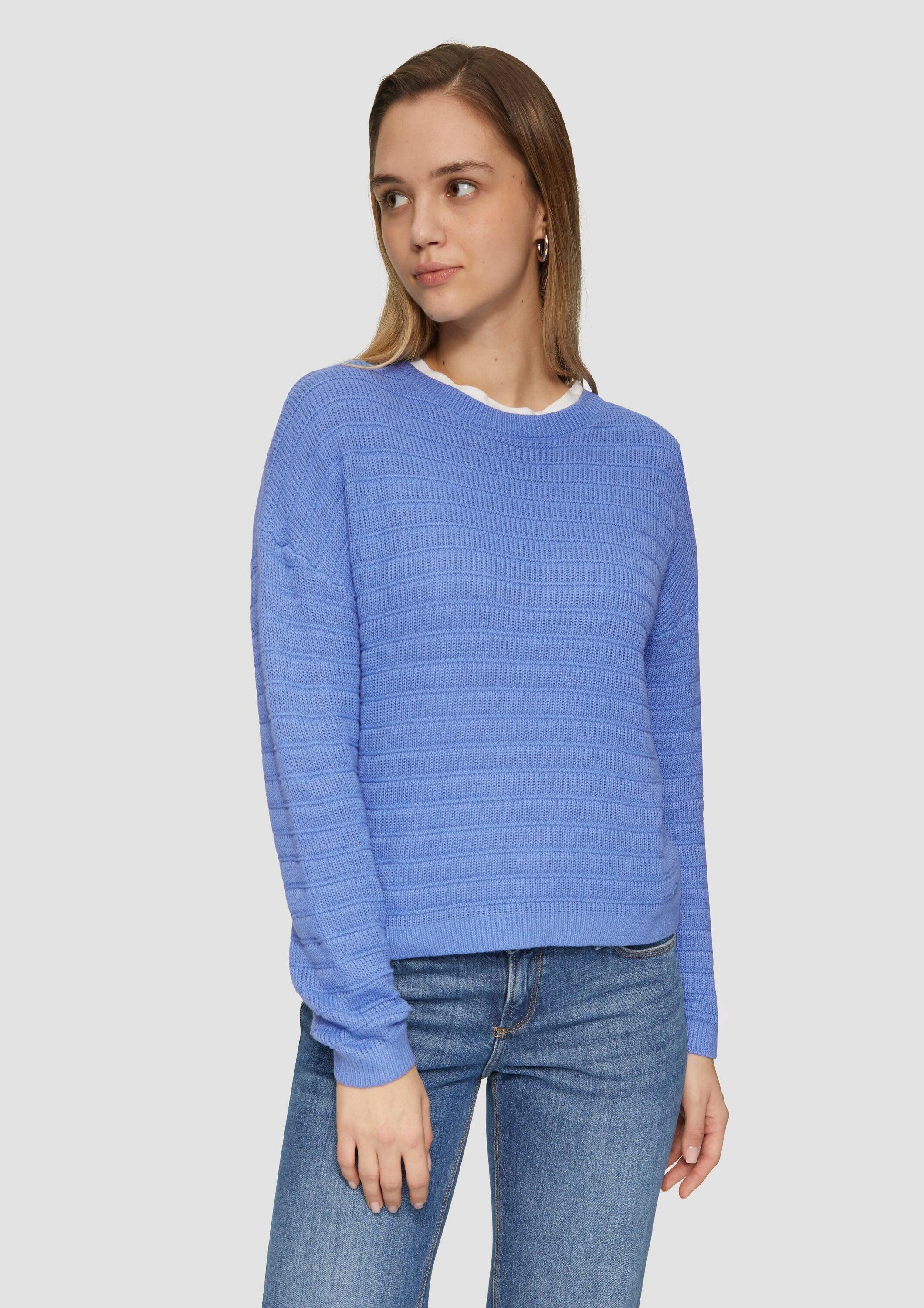 QS Longpullover Strickpullover Baumwollmix-Pullover mit Strukturmuster günstig online kaufen