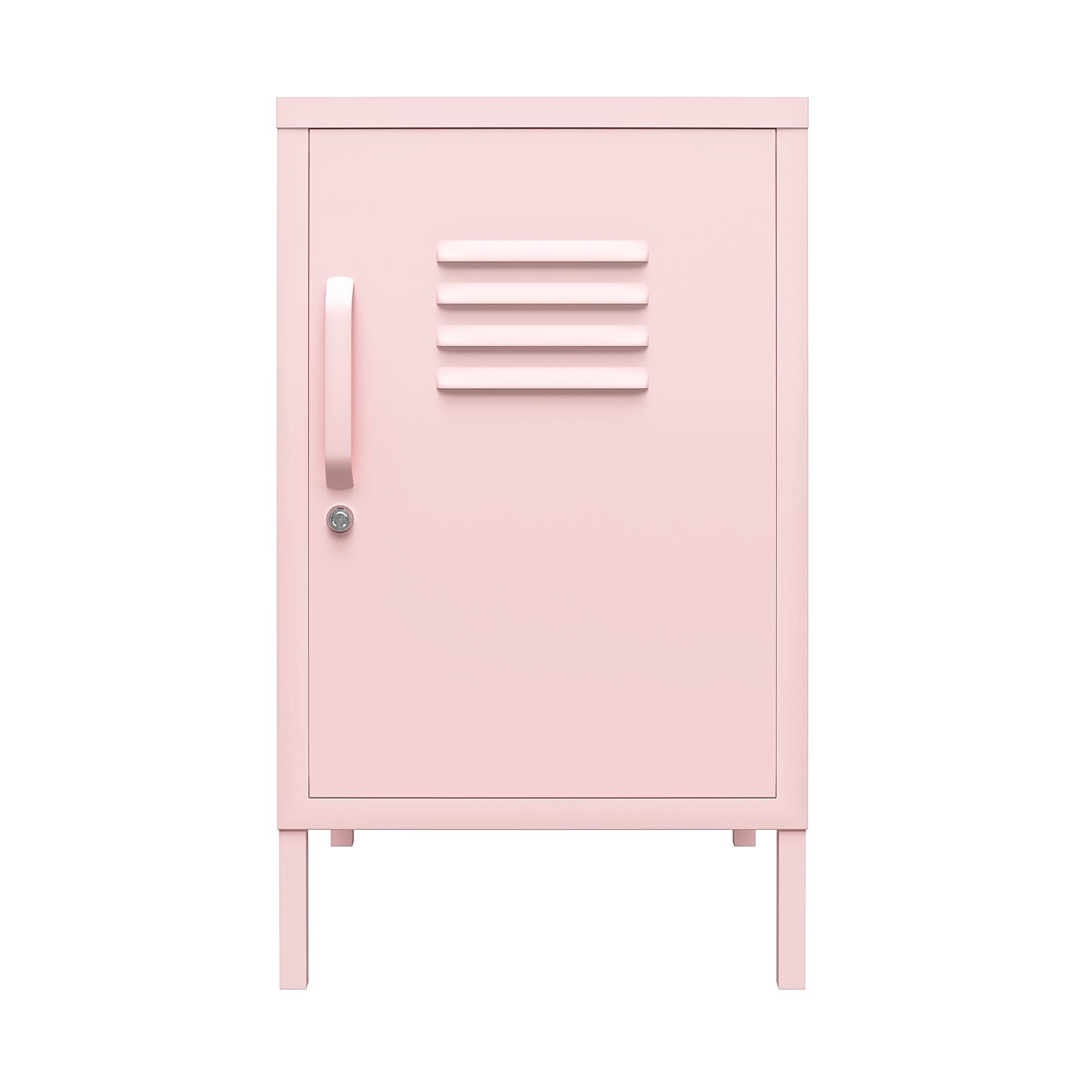 pink Nachtschrank aus im loft24 Spint-Look, Cache Metall abschließbar, Retro-Design