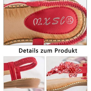 Dekorative Zehentrenner Sandale, Modische flache Damen Sandalen Zehentrenner