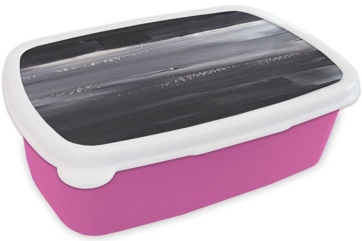 Brotbox Brotdose Erwachsene, für Abstrakt - Kunststoff, rosa (2-tlg), Snackbox, Schwarz, Lunchbox MuchoWow - Kinder, Kunststoff Mädchen, Farbe
