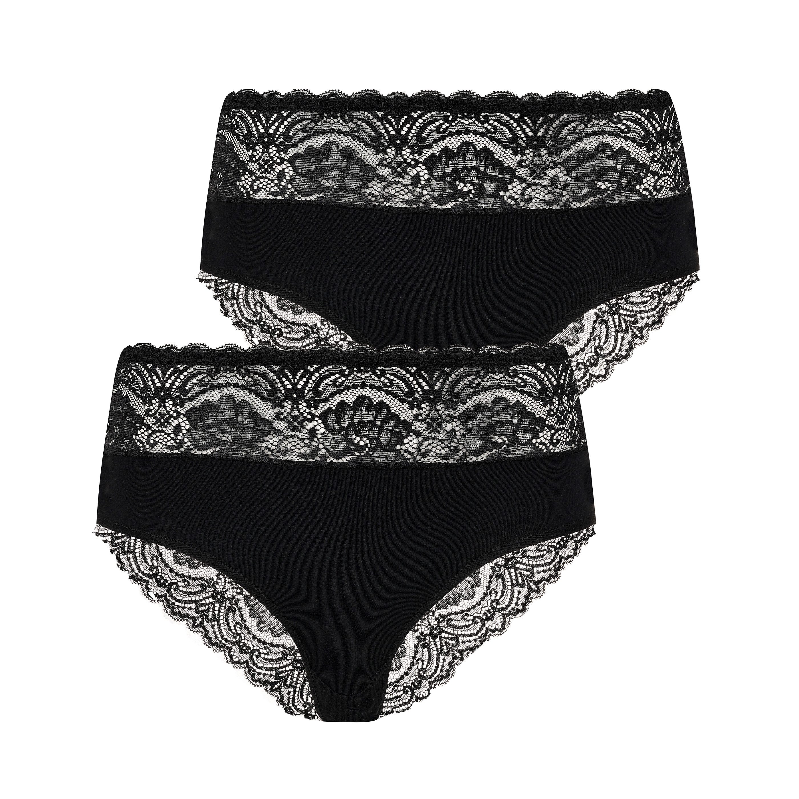 Evoni Hipster Damen Unterwäsche 2er Wäsche-Set Brazilian Slips Spitze