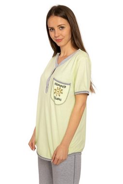 Consult-Tex Capri-Pyjama Damen Capri Pyjama Schlafanzug DF445Capri (Spar-Set, 1 Set) Oberteil mit aufgesetzter Brusttasche