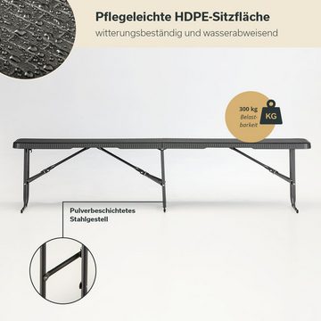 Skandika Gartenbank Klappbank Masi (schwarz), bis 300 kg, recyceltes HDPE-Material, Stahlgestell, wetterfest