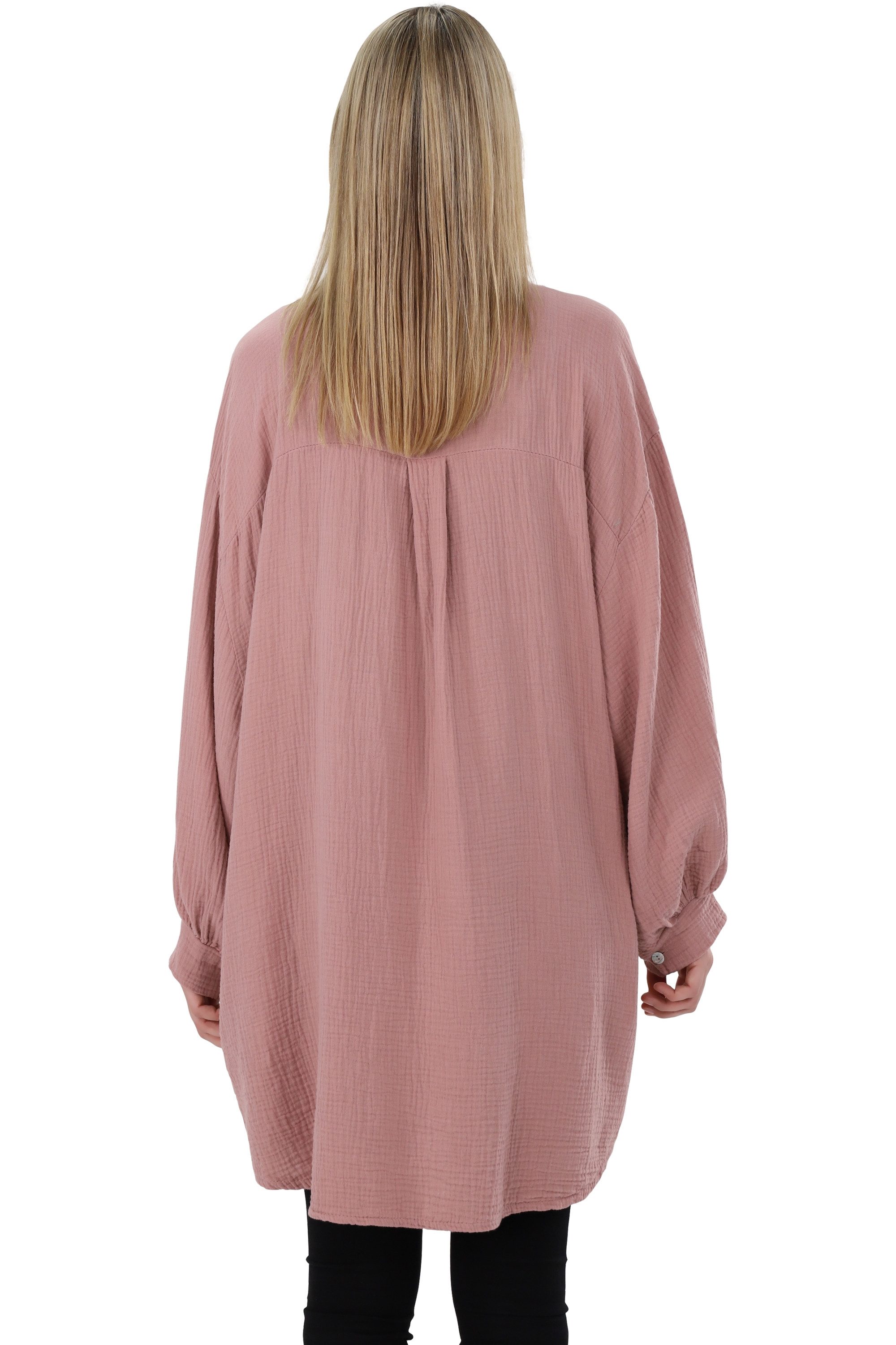 malito more than fashion Hemdbluse malito Damen Musselin Bluse, Oversize Blusenhemd im lässigem Look, weicher Musselinstoff - Einheitsgröße