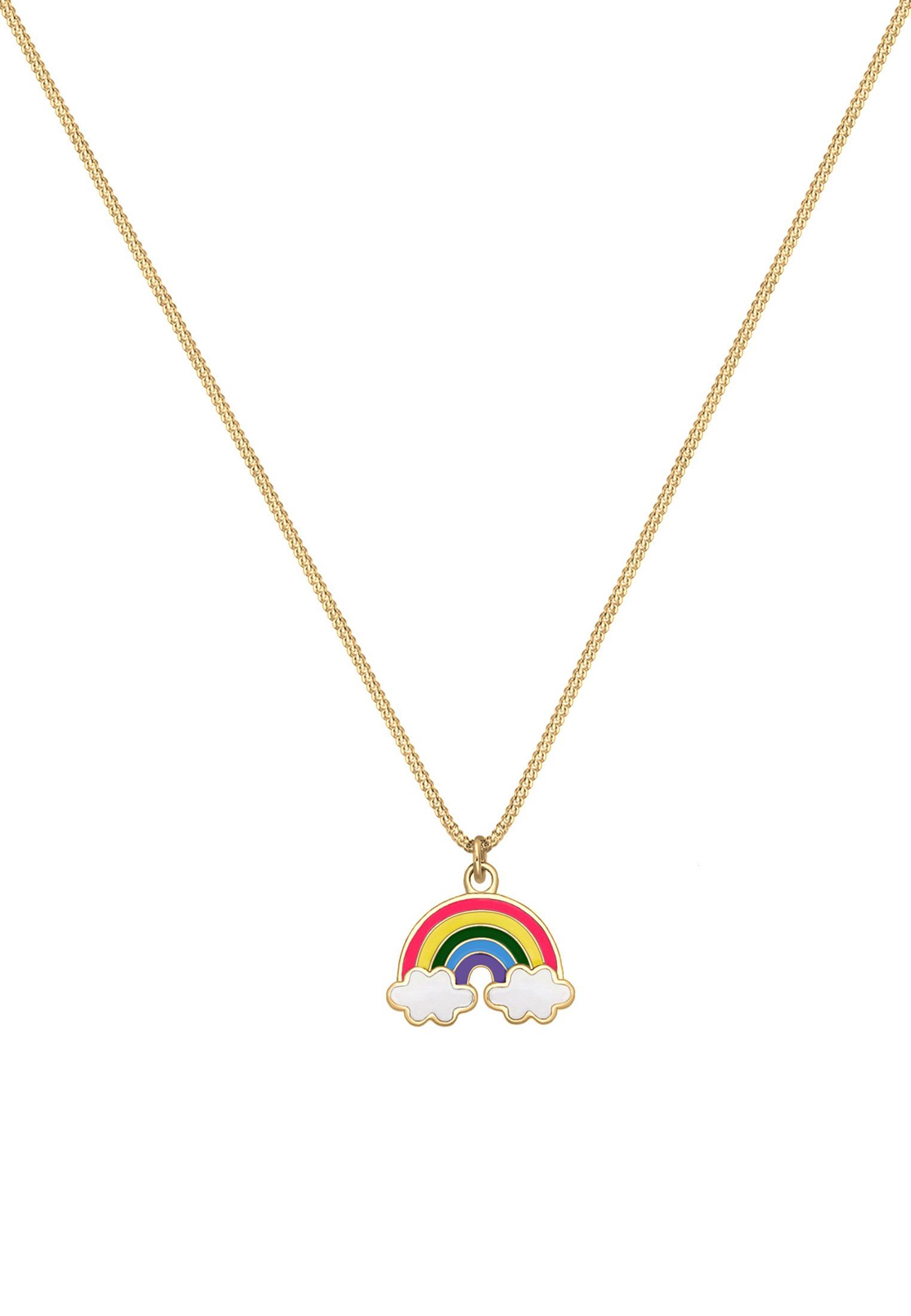 Elli Kette mit Anhänger Silber, Happy Regenbogen Regenbogen Kinder 925 Wolke Emaille Gold