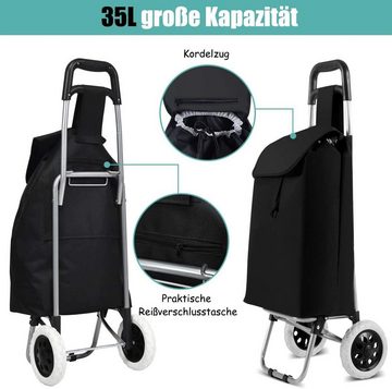 COSTWAY Einkaufstrolley Einkaufswagen, 35L, klappbar & rollbar, bis 35 kg