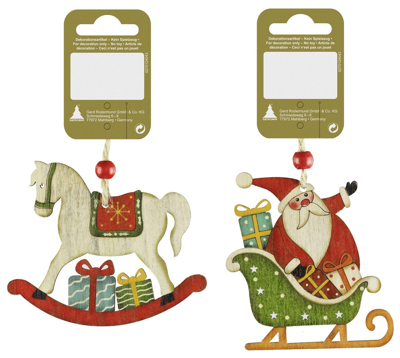 Rodermund Christbaumschmuck Weihnachtsanhänger aus Holz 10 cm bunt 2-fach günstig online kaufen