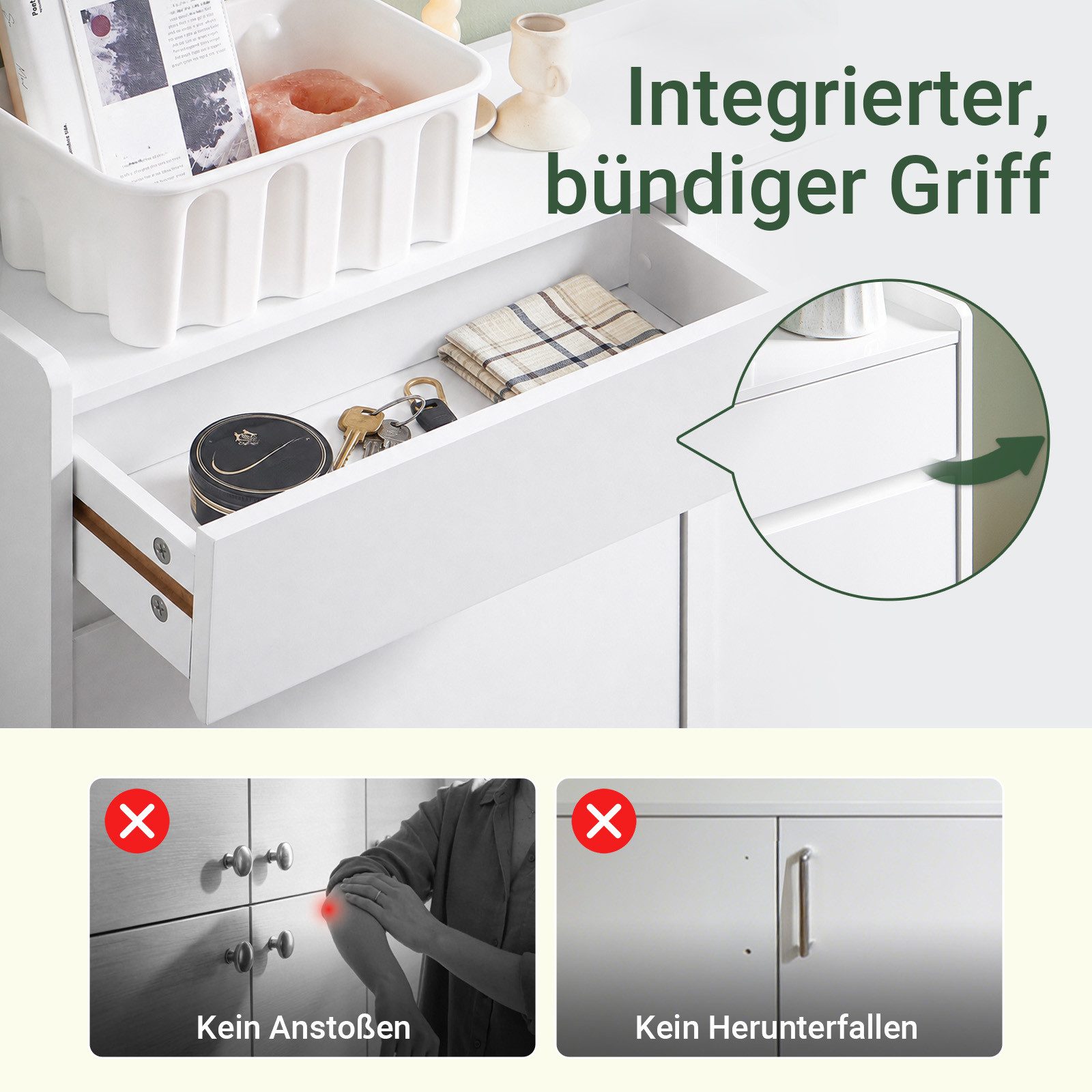 SoBuy Schuhschrank FSR169, Schuhablage, Schuhkipper schmal, Schuhregal, Schuhkommode mit 4 Klappen, 2 Schubladen, perfekt für schmale Flure, für 8-12 Paar – Bild 4 von 5