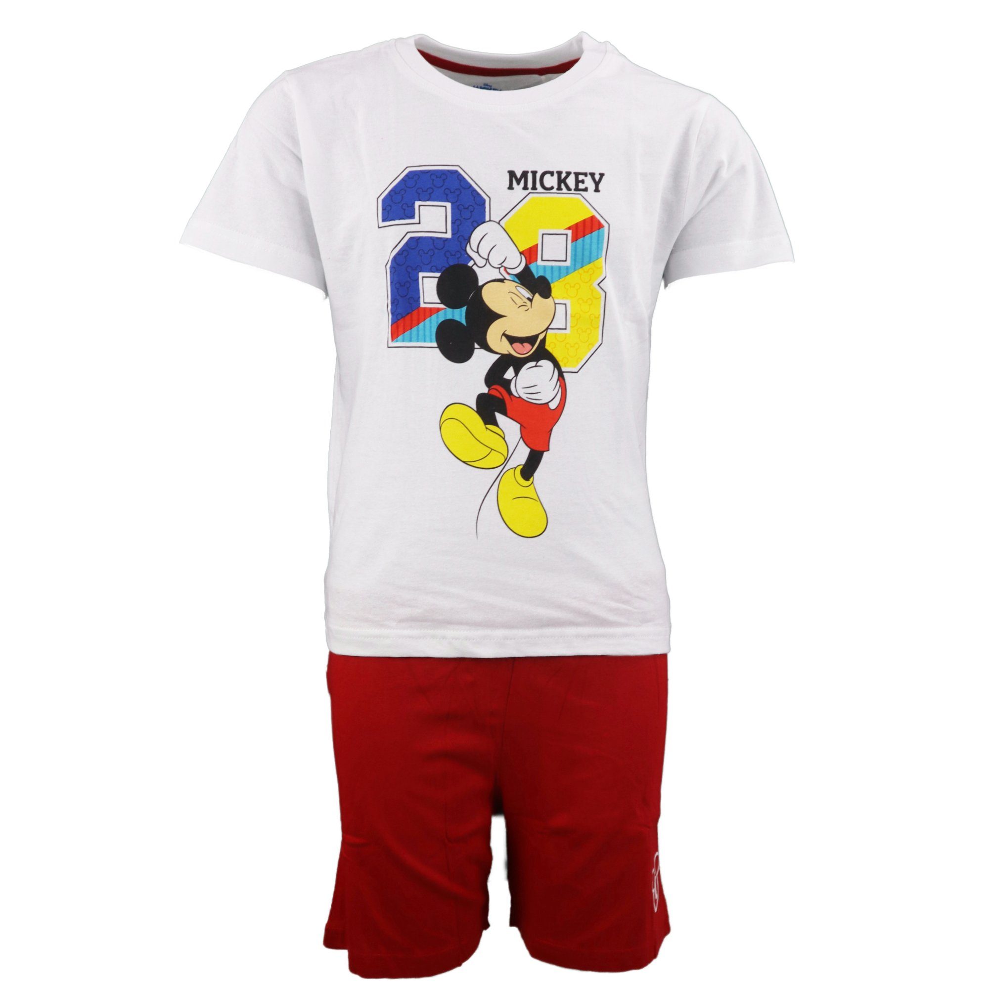 Disney Mickey Mouse Schlafanzug Mickey Maus Jungen Kinder Pyjama Gr. 98 bis 128 Weiß