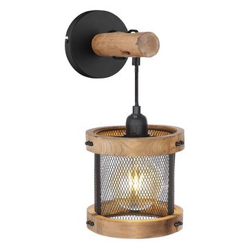 etc-shop Wandleuchte, Leuchtmittel nicht inklusive, Wandleuchte Wandlampe Schlafzimmerlampe Holz Gitterschirm dunkelbraun
