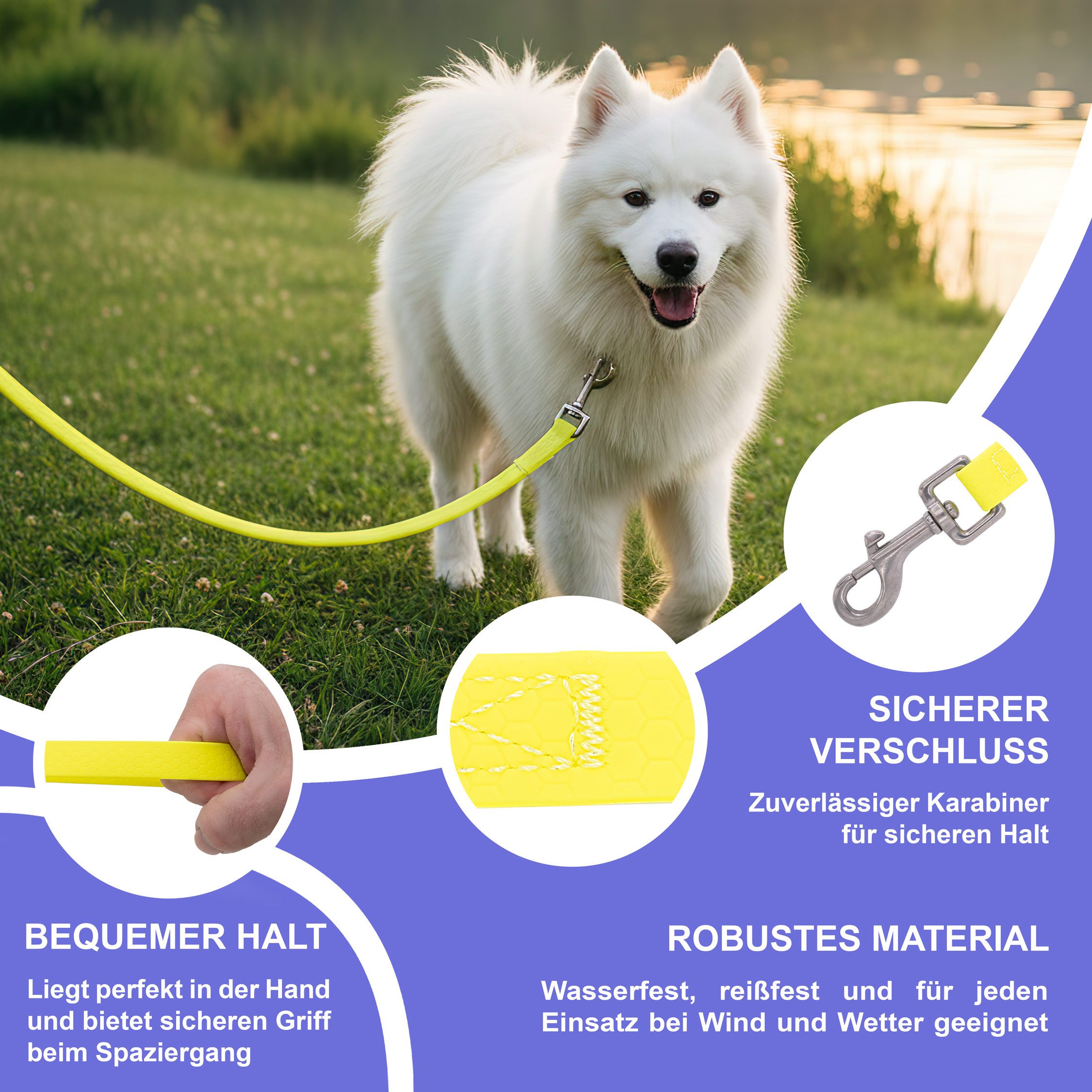 Reichstadt Hundeleine RS Pets Führleine Texturierte PVC 25RSP085, PVC, Weiche Handschlaufe mit Soft-Wrist-Strap