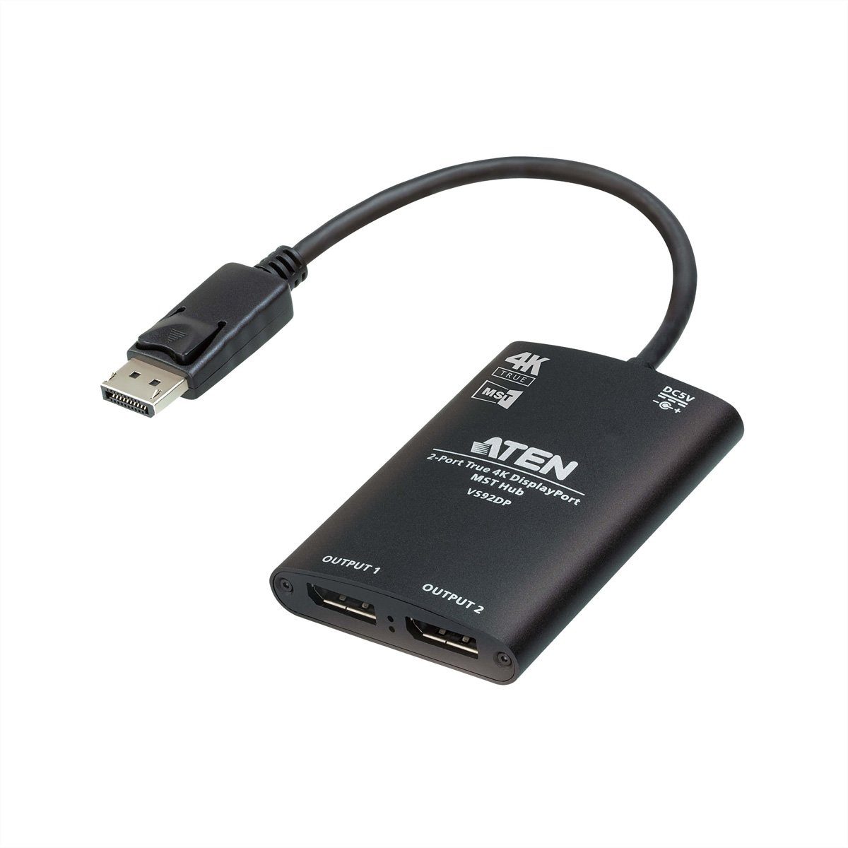 VS92DP 2-Port True 4K DisplayPort Splitter mit MST Hub Audio- & Video-Adapter