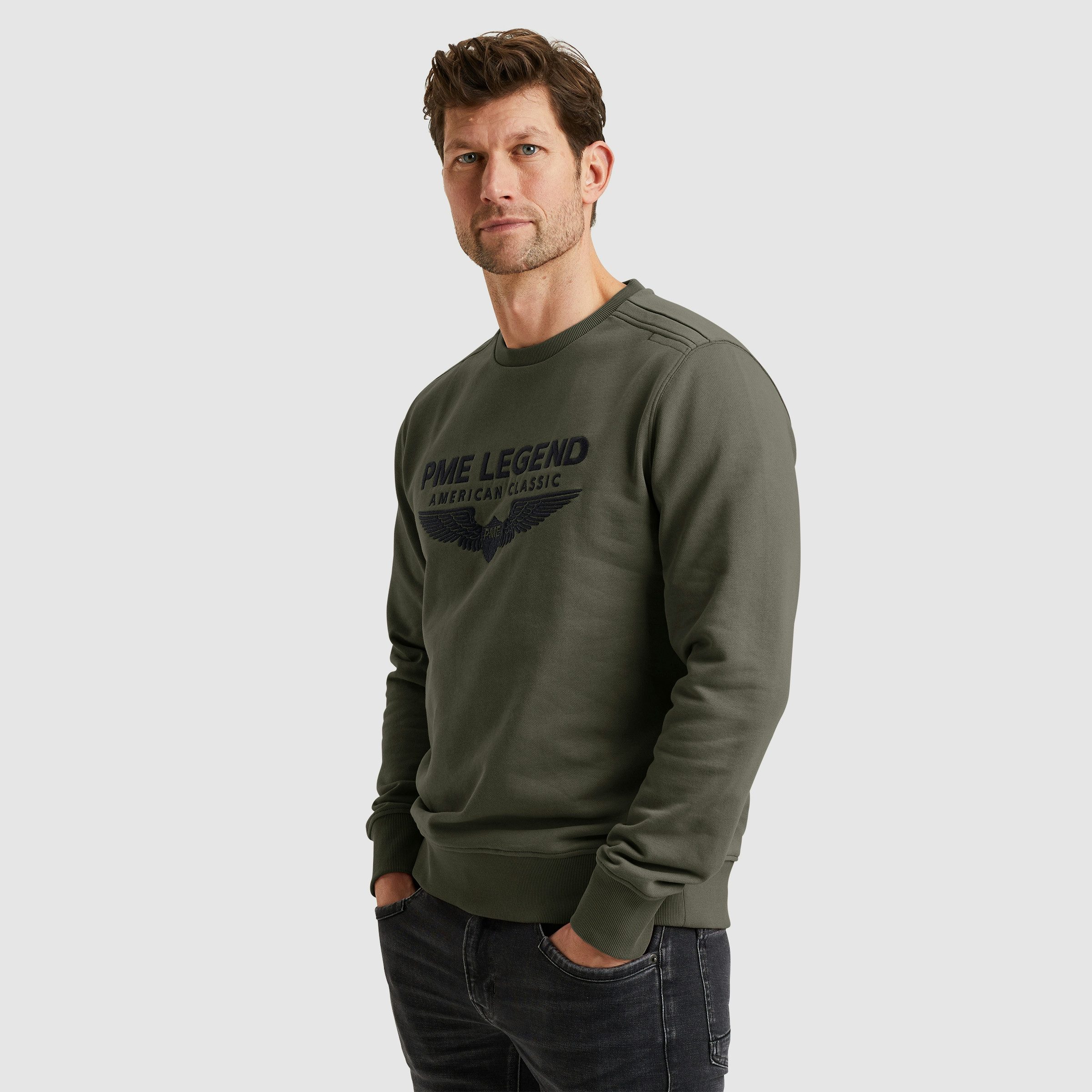 PME Legend Herren Rundhals Pullover CREWNECK SOFT TERRY WITH LOGO - Regular günstig online kaufen