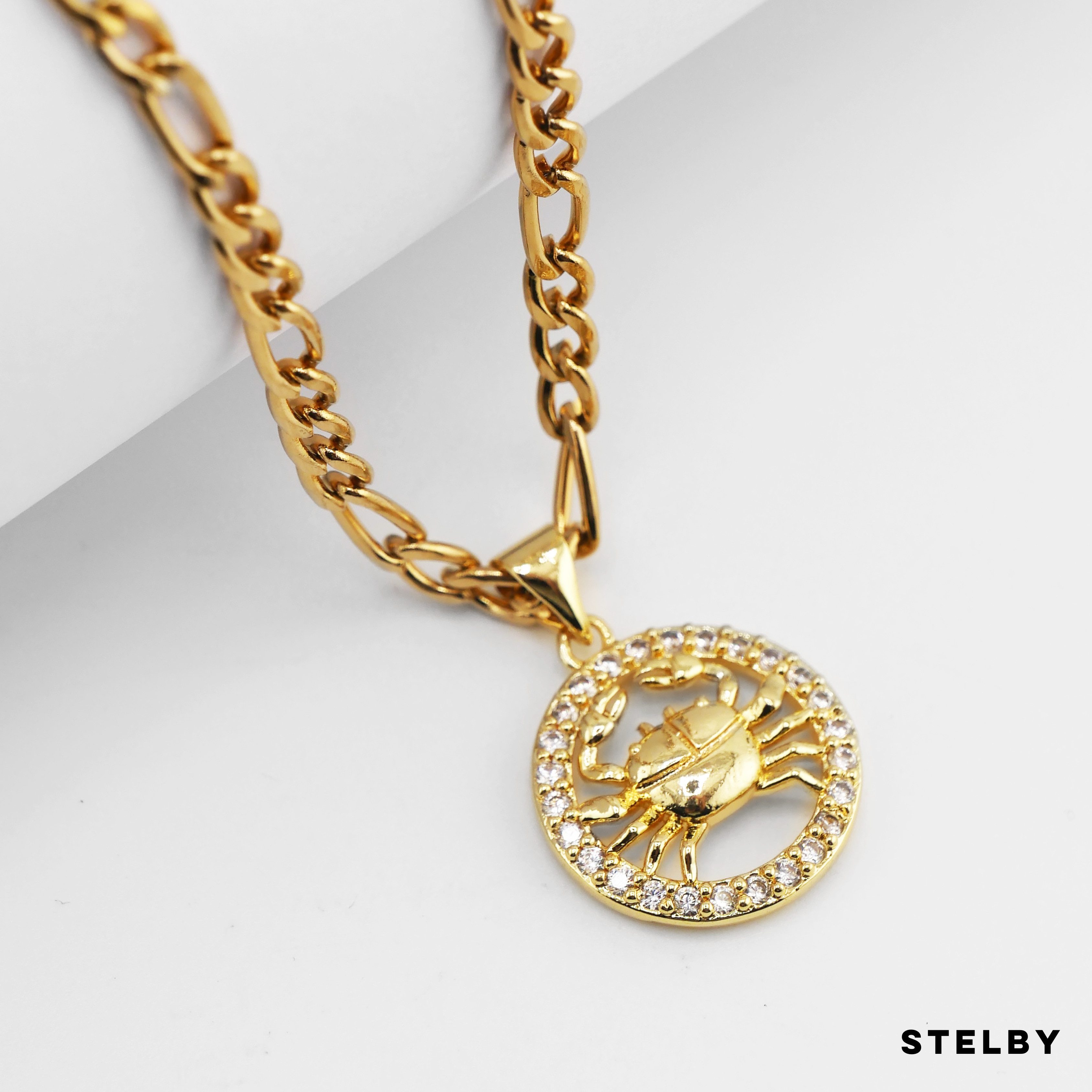 Stelby Kette mit Anhänger Sternzeichen Krebs Halskette vergoldet - Schmuck für Damen (Weihnachtsgeschenk), Valentinstaggeschenk, Muttertaggeschenk, Geburtstagsg – Bild 2 von 3