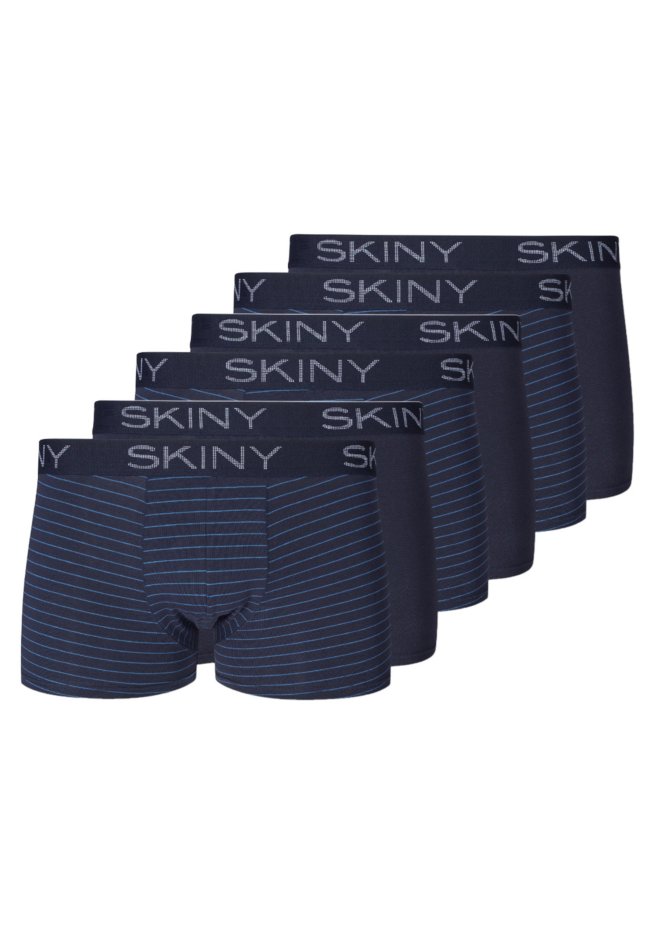 Skiny Retro Boxer 6er Pack Cotton (Spar-Set, 6-St) Retro Short / Pant - Baumwolle - Ohne Eingriff - Körpernaher Passform Stripe Selection