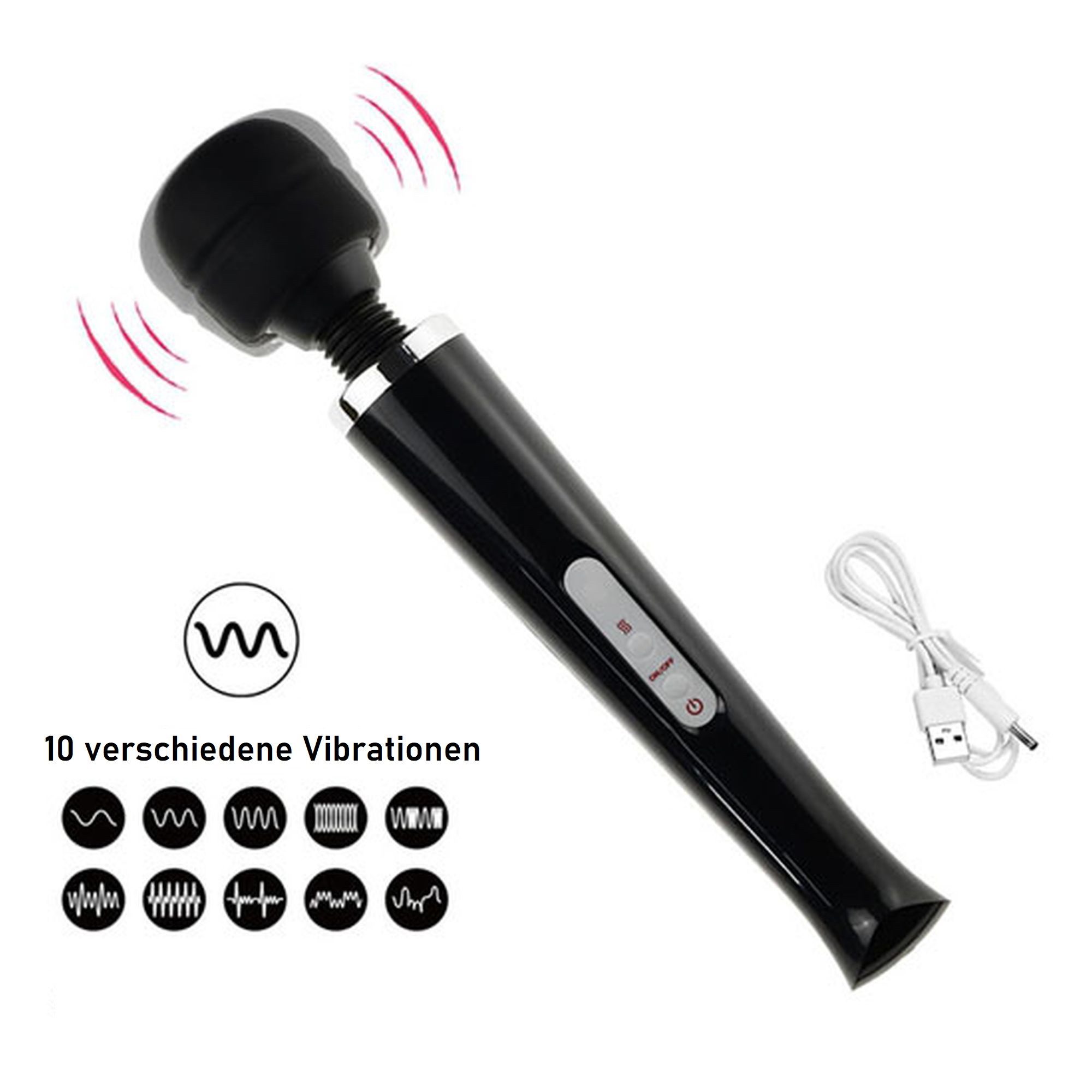 denu-shop Massagegerät Kraftvoller Kabelloser Massagestab Ganzkörper Tragbar, Packung 1-tlg., 1 x Massagegerät, 1 x Ladekabel, 1 x Aufbewahrungstasche, Kraftvol – Bild 5 von 5