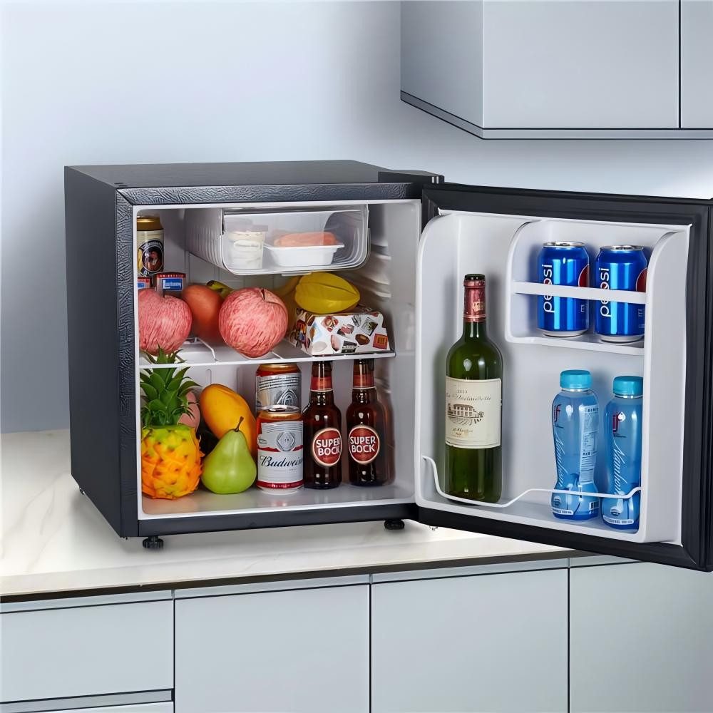 FOHERE Table Top Kühlschrank BC-46, 46.9 cm hoch, 43.4 cm breit, mit umkehrbarem Türanschlag und präziser 7-stufiger Temperaturregelung
