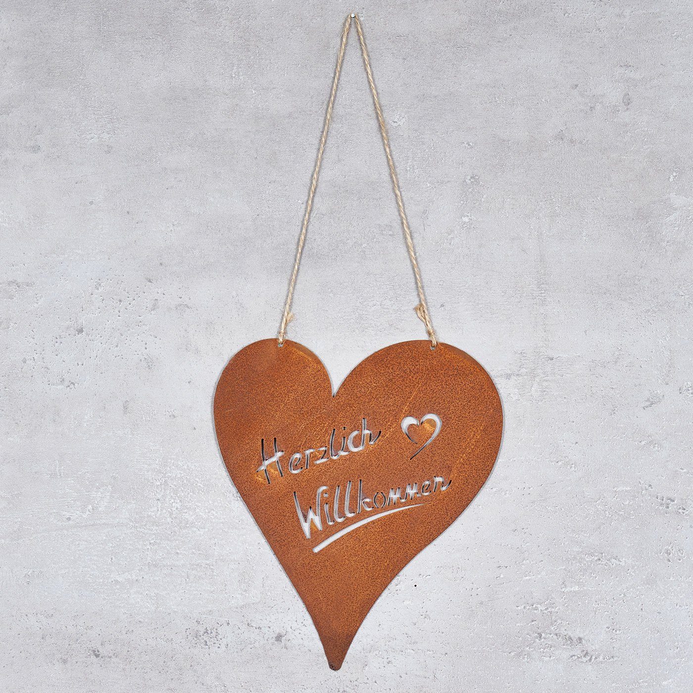 Levandeo® Dekoobjekt, Schild Willkommen Herz 18x20cm Garten-Deko Türschild günstig online kaufen