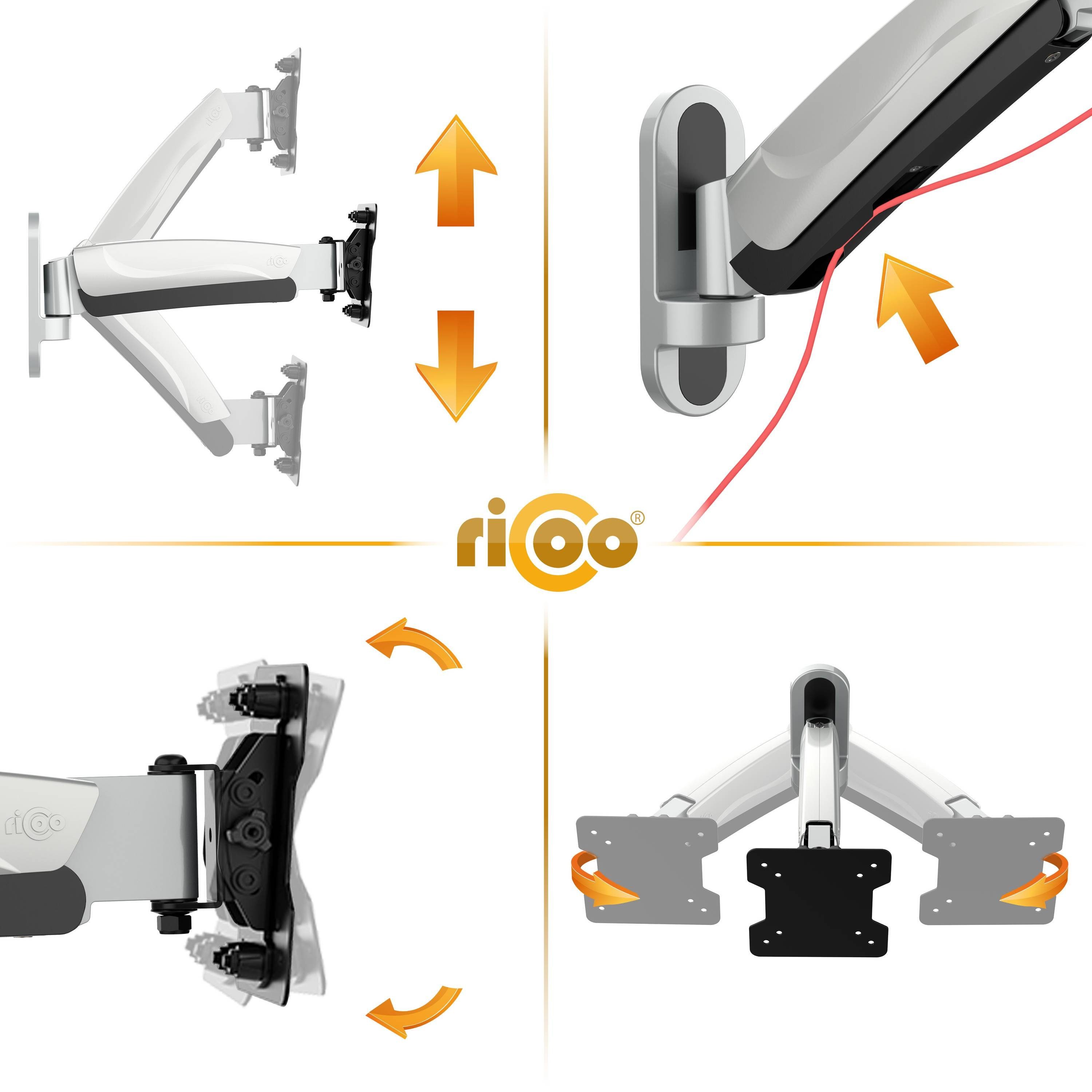 Halter schwenkbar TV-Wandhalterung, Zoll, Wand neigbar S2611 RICOO universal (bis Monitor Gasfeder) VESA 32 100x100