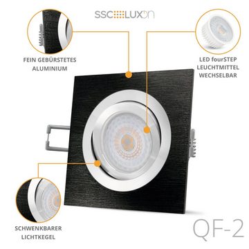 SSC-LUXon LED Einbaustrahler QF-2 LED Einbauspot flach & schwenkbar schwarz gebuerstet, Neutralweiß