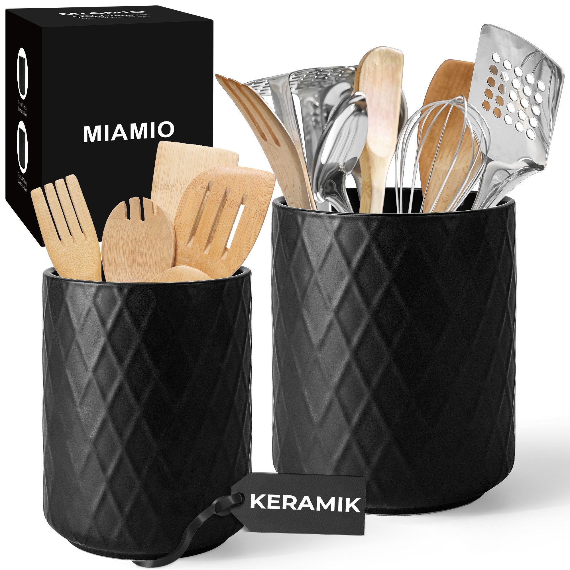 MiaMio Besteckhalter Palmanova Diamantmuster Schwarz, (Set, 2-tlg., 2er-Set), Diamantmuster, 2er-Set