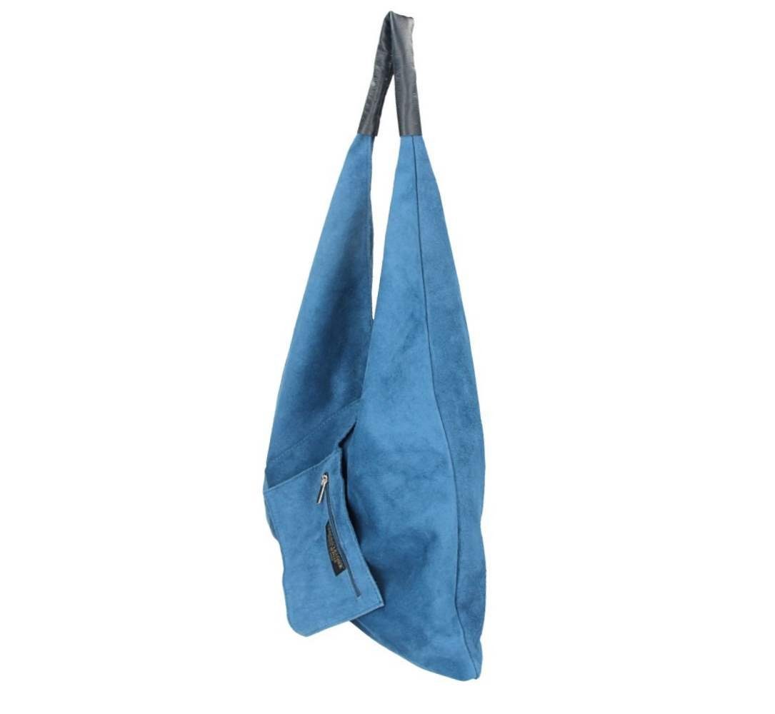 ITALYSHOP24 Schultertasche Made in Italy Damen XXL Leder Wildleder Tasche Shopper Umhängetasche, LEICHT SICHER & SMART unterm Arm tragbar MODERN & EDEL, CITY HOBO BAG