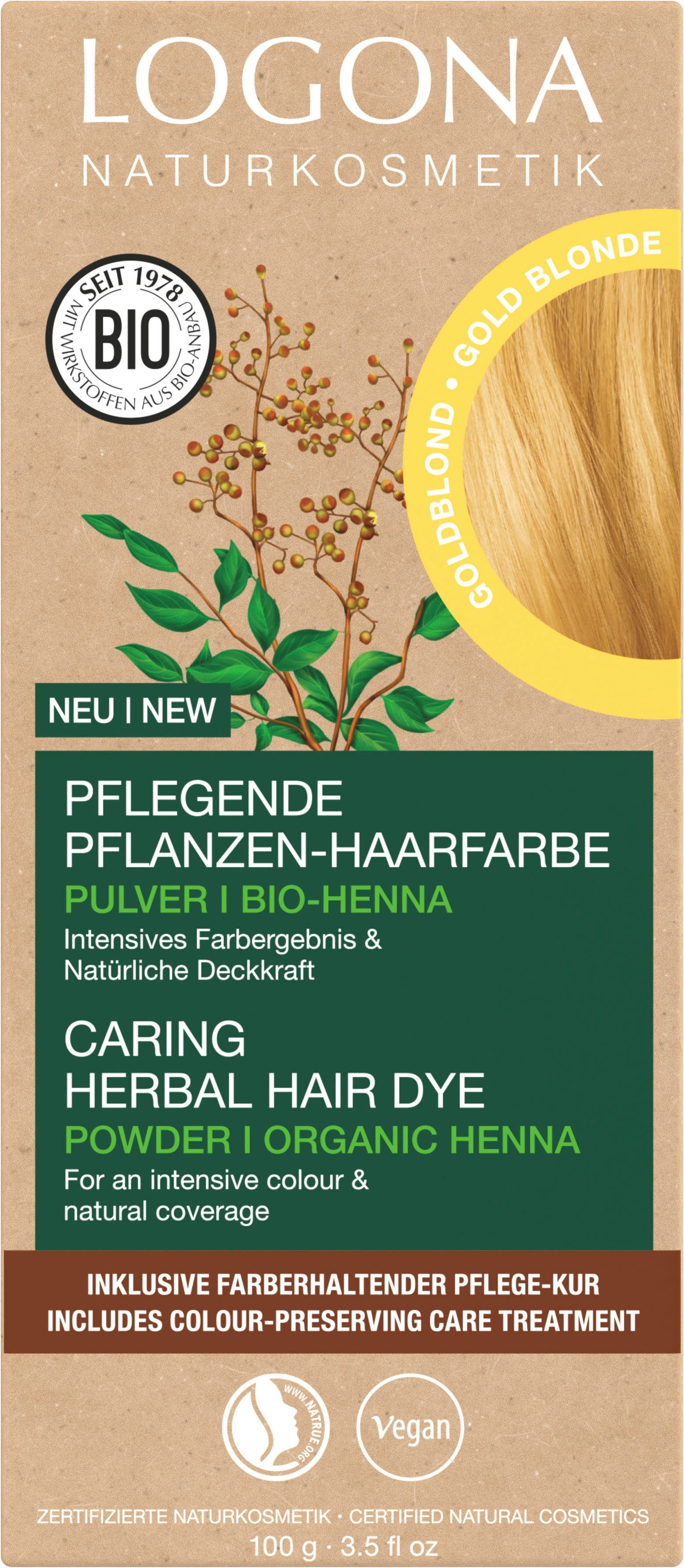 Haarfarbe Pulver 01 Goldblond Pflanzen-Haarfarbe LOGONA