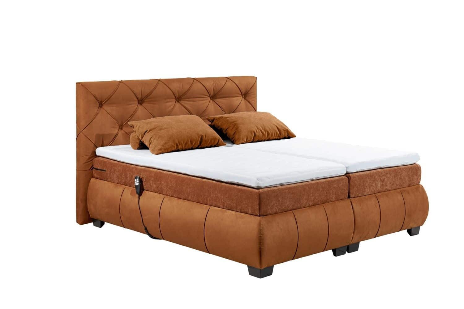 ED EXCITING DESIGN Boxspringbett Mansura 180 x 200 - Motorfunktion (Bett inkl. Matratze & Topper), Premium-Boxspringbett, Samtoptik, elektrisch verstellbar