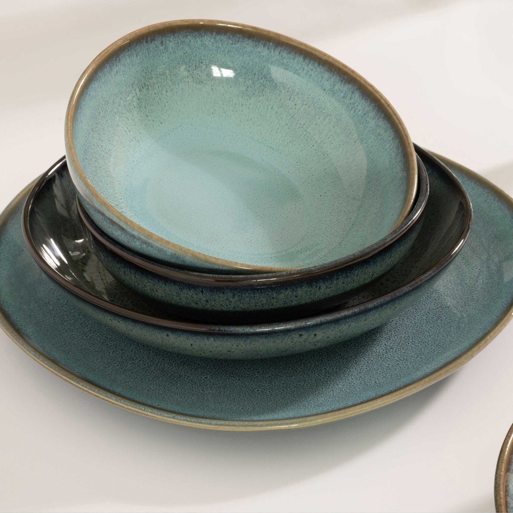 like. by Villeroy & Boch Servier-Set Lave glacé Tafelset 4tlg.EC, Steingut, (Set, 4-tlg), Steingut, 4 Stck, mikrow.- & spülm.sicher