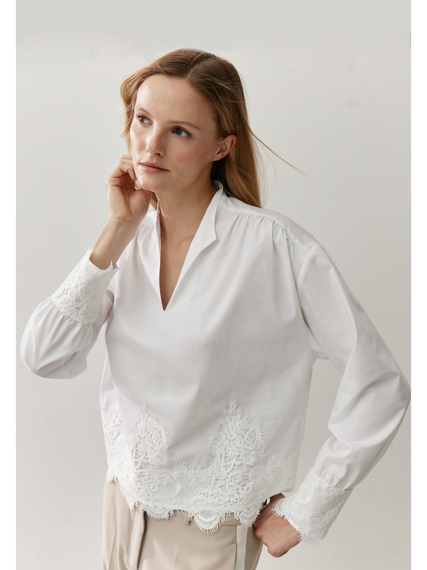 MORE&MORE Langarmbluse verkürzte Langarmbluse