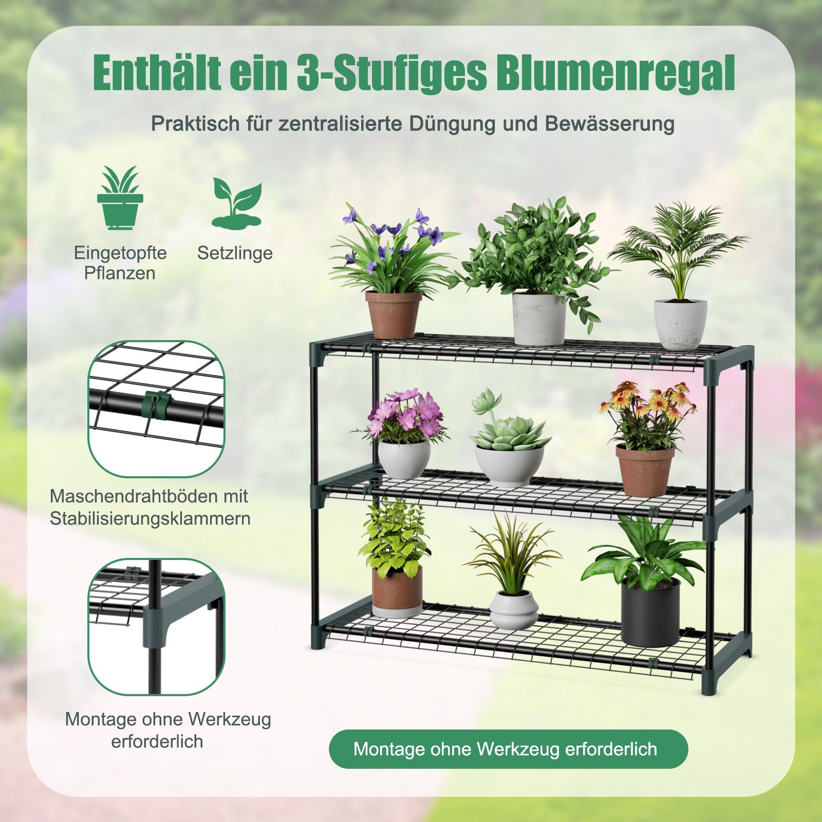 COSTWAY Foliengewächshaus Gewächshaus,...