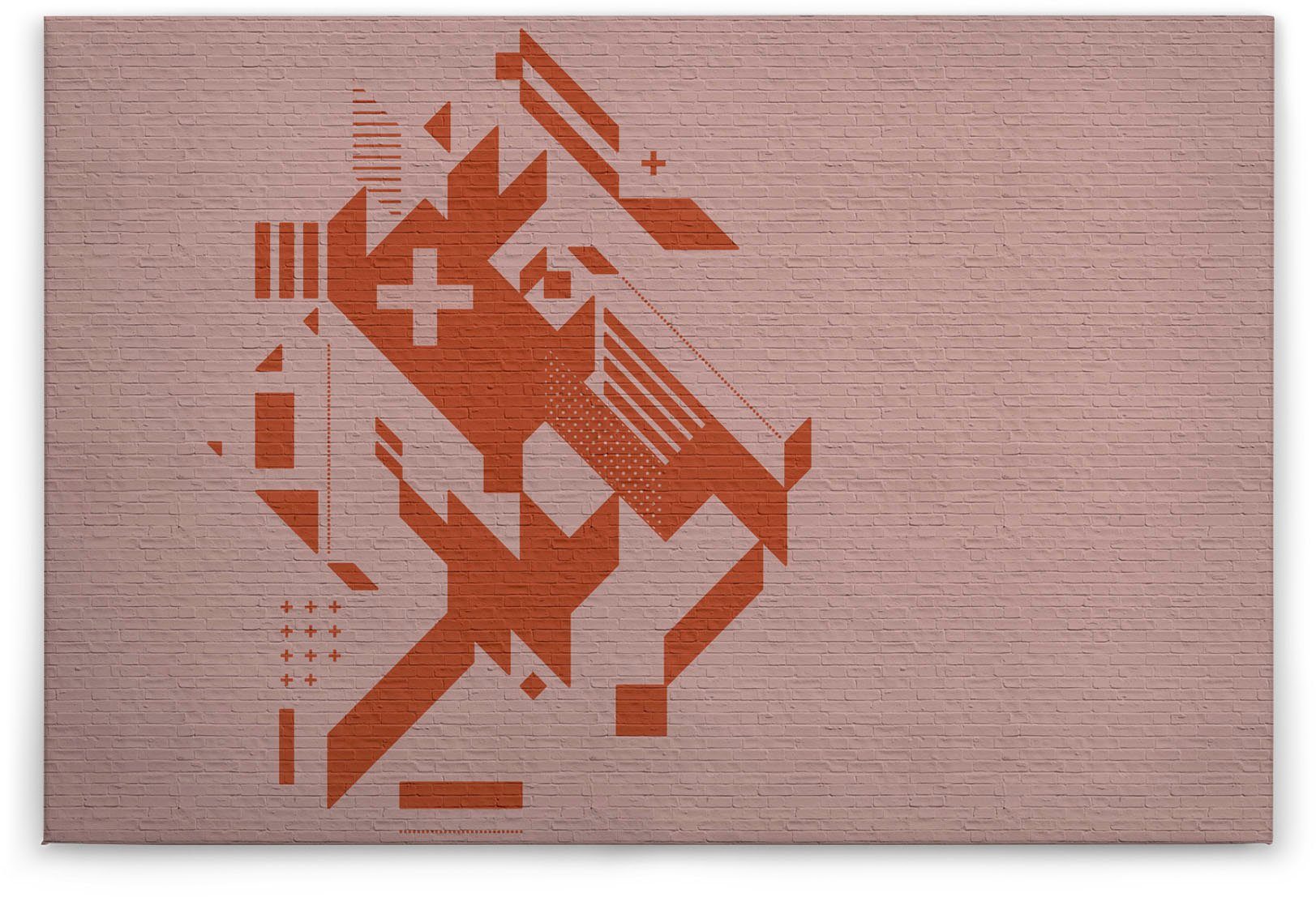 Geometrisch orange, A.S. by Leinwandbild Abstrakt Keilrahmen (1 Bild brick, brick rosa Création St), Grafisch Steinoptik