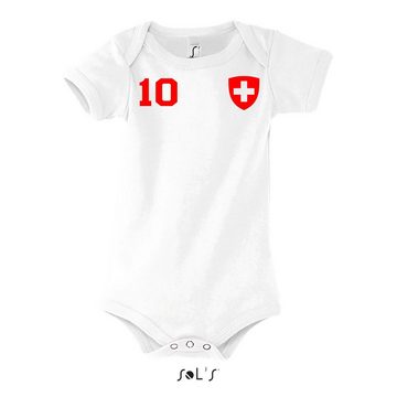 Blondie & Brownie Strampler Kinder Baby Schweiz Swiss Sport Trikot Fußball Meister WM Europa EM