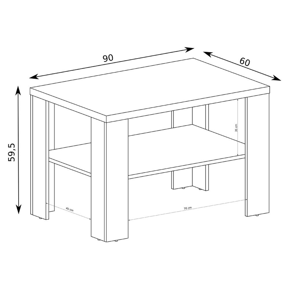Lomadox Couchtisch TEORA-161, in Lefkas Eiche Ablageboden 60x59,5x90 cm günstig online kaufen