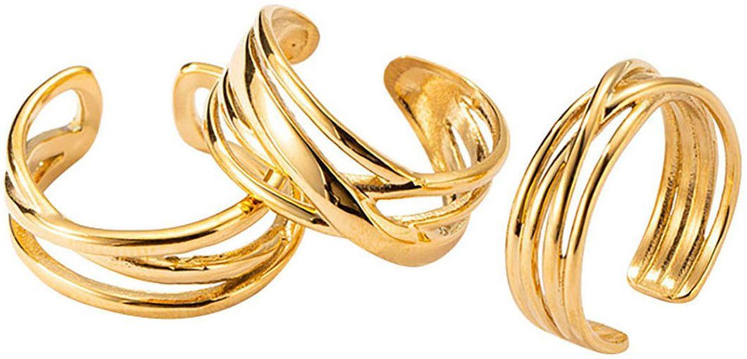 Firetti Ring-Set Multipack Schmuck Geschenk Damenring verschlungen (Set, 3-tlg), Made in Germany