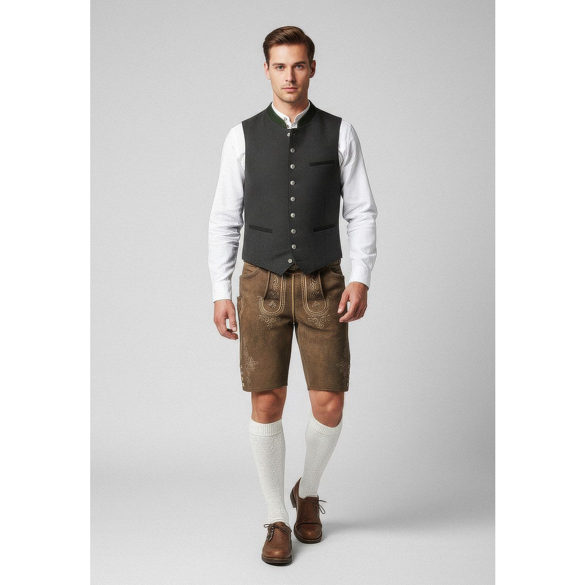 Maddox Trachtenlederhose Ermann Herren (1-tlg) Trachtenlederhose, Trachtenhose, Bayerische Lederhose, Oktoberfest