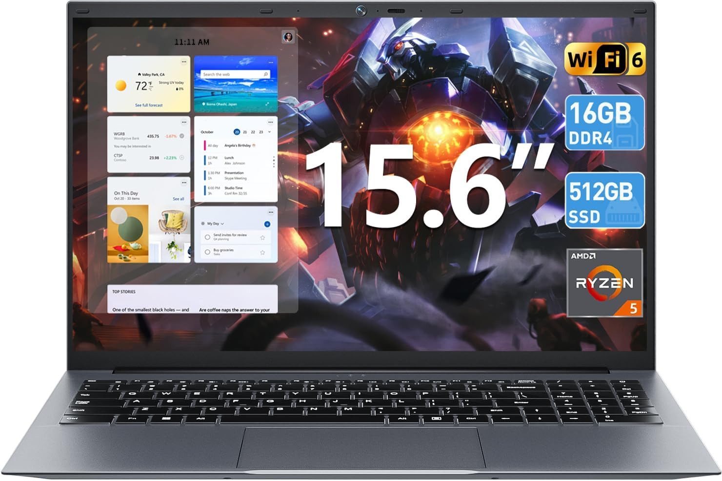 MENGHU 15,6" Schlankes Laptop 16GB Arbeitsspeicher 512GB SSD 3,7 Ghz HDMI Notebook (AMD Ryzen 5 3500U, 512 GB SSD)