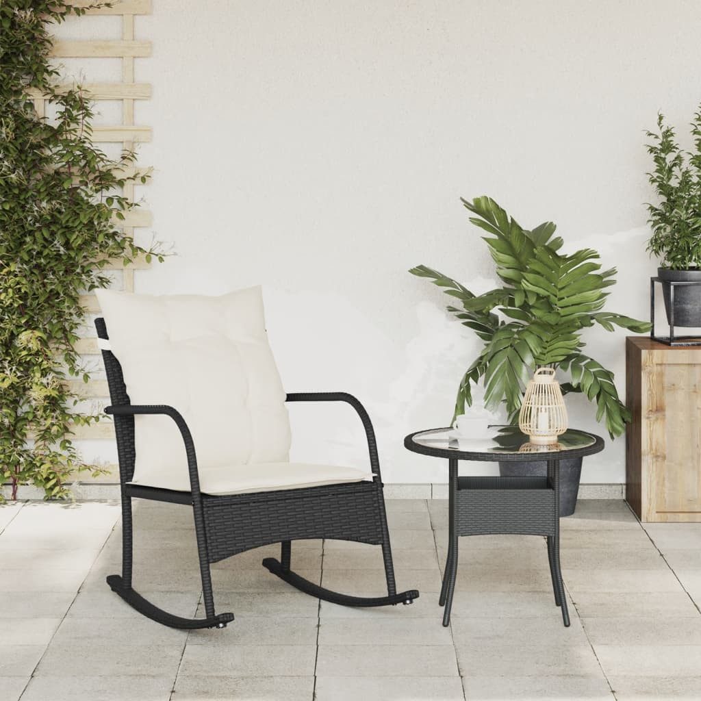 vidaXL Gartenstuhl Garten-Schaukelstuhl mit Kissen Schwarz günstig online kaufen