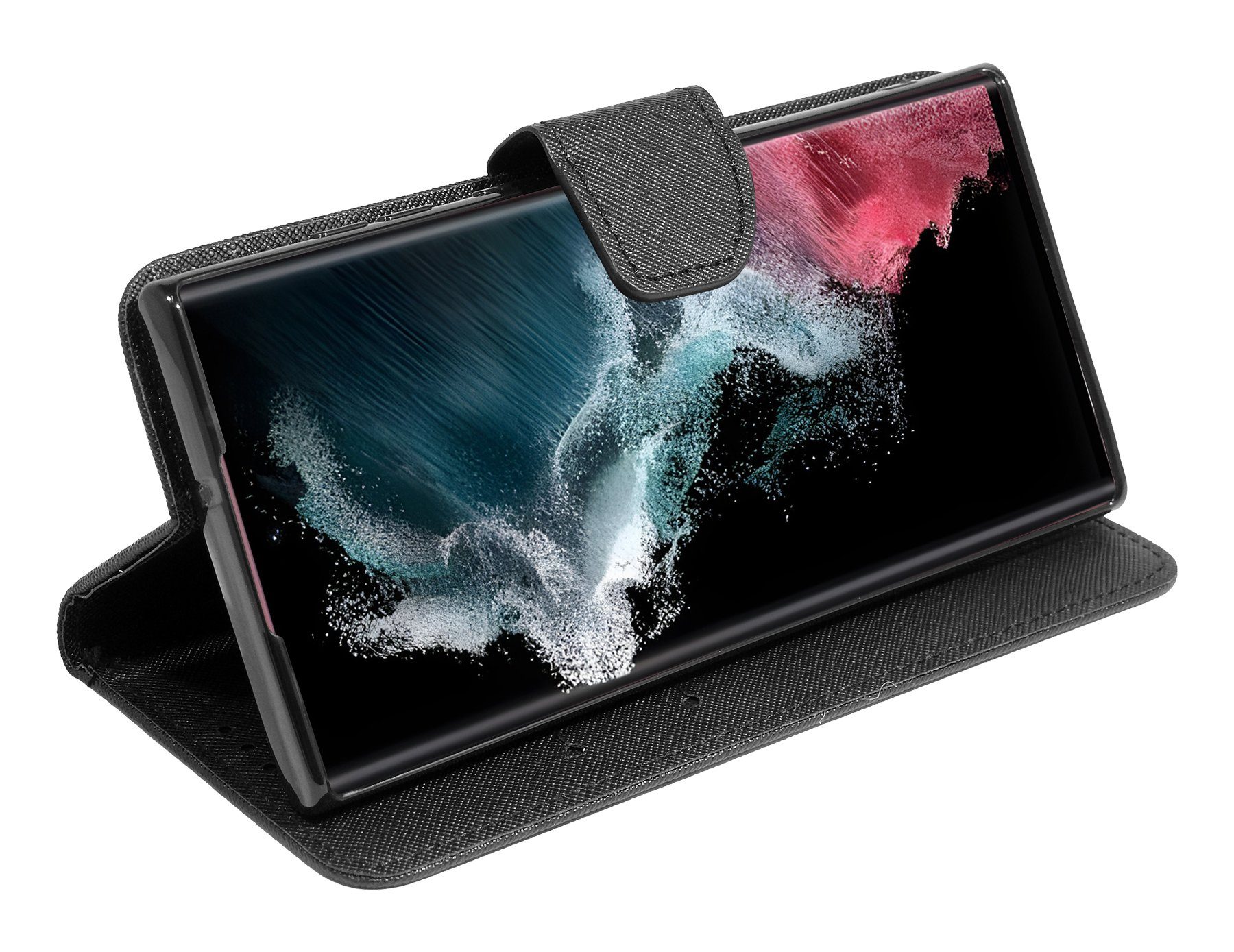 COFI 1453 Handyhülle Buch Tasche "Fancy" für Samsung Galaxy S24 Serie Kartenfach Schwarz