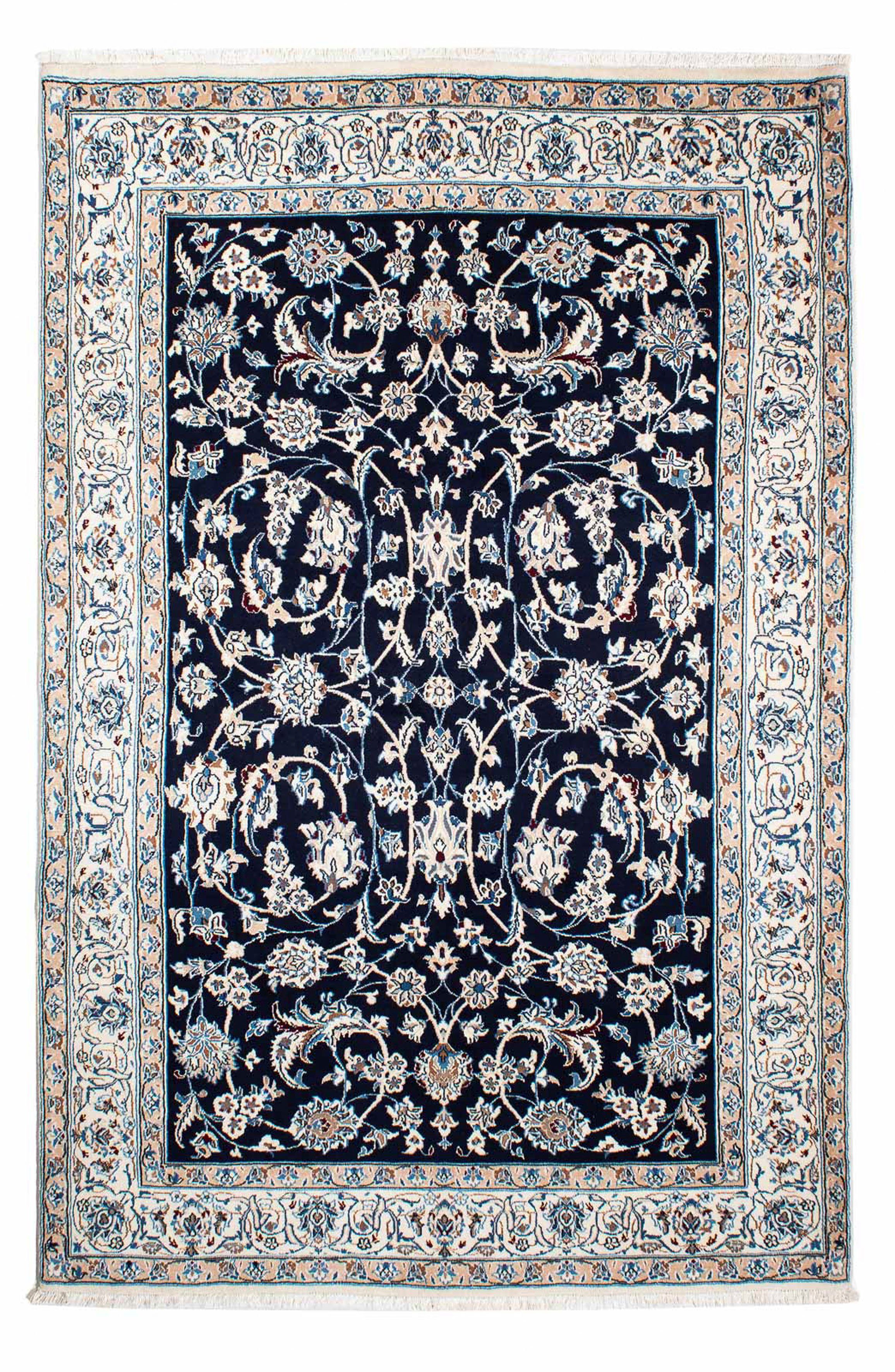 Orientteppich Perser - Nain - mm, cm mit x Zertifikat Wohnzimmer, Einzelstück - 231 - 10 rechteckig, Höhe: Handgeknüpft, morgenland, 155 dunkelblau, Royal