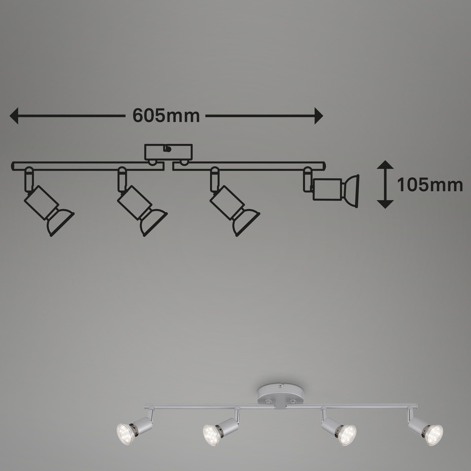 Briloner Leuchten LED Deckenspots 2915-044, wechselbar, Warmweiß, LED GU10, titanfarbig, Deckenlampe