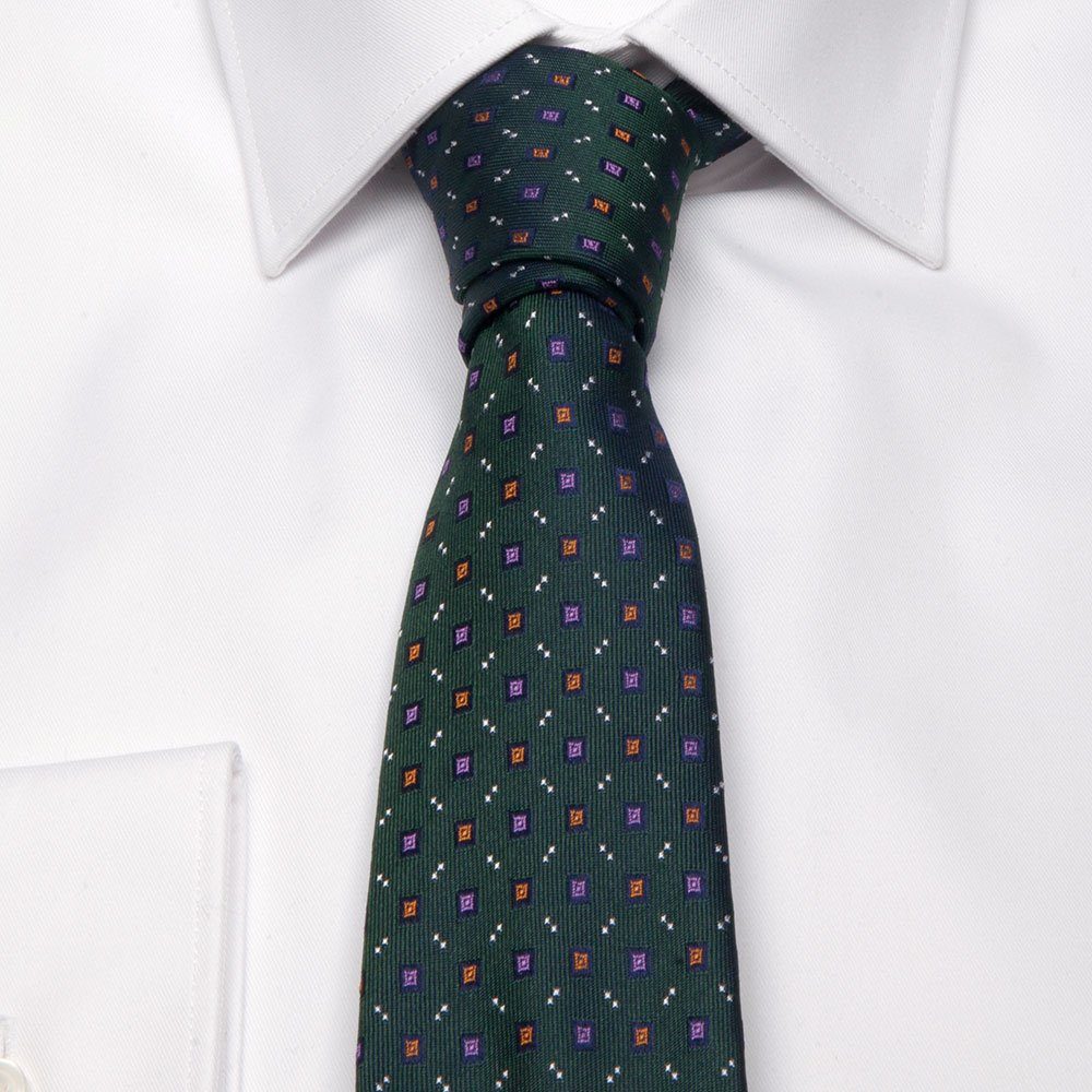 Seiden-Jacquard Dunkelgrün Krawatte geometrischem Krawatte mit (8cm) Muster Breit BGENTS
