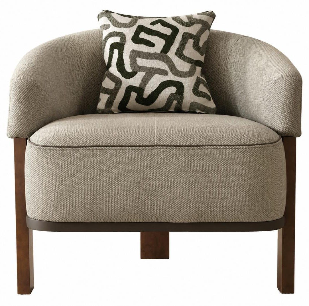 Xlmoebel Loungesessel Sessel Beige Stoff Modern Loungesessel Clubsessel Polstersessel Design (1-St., 1-tlg), Mit Kissen