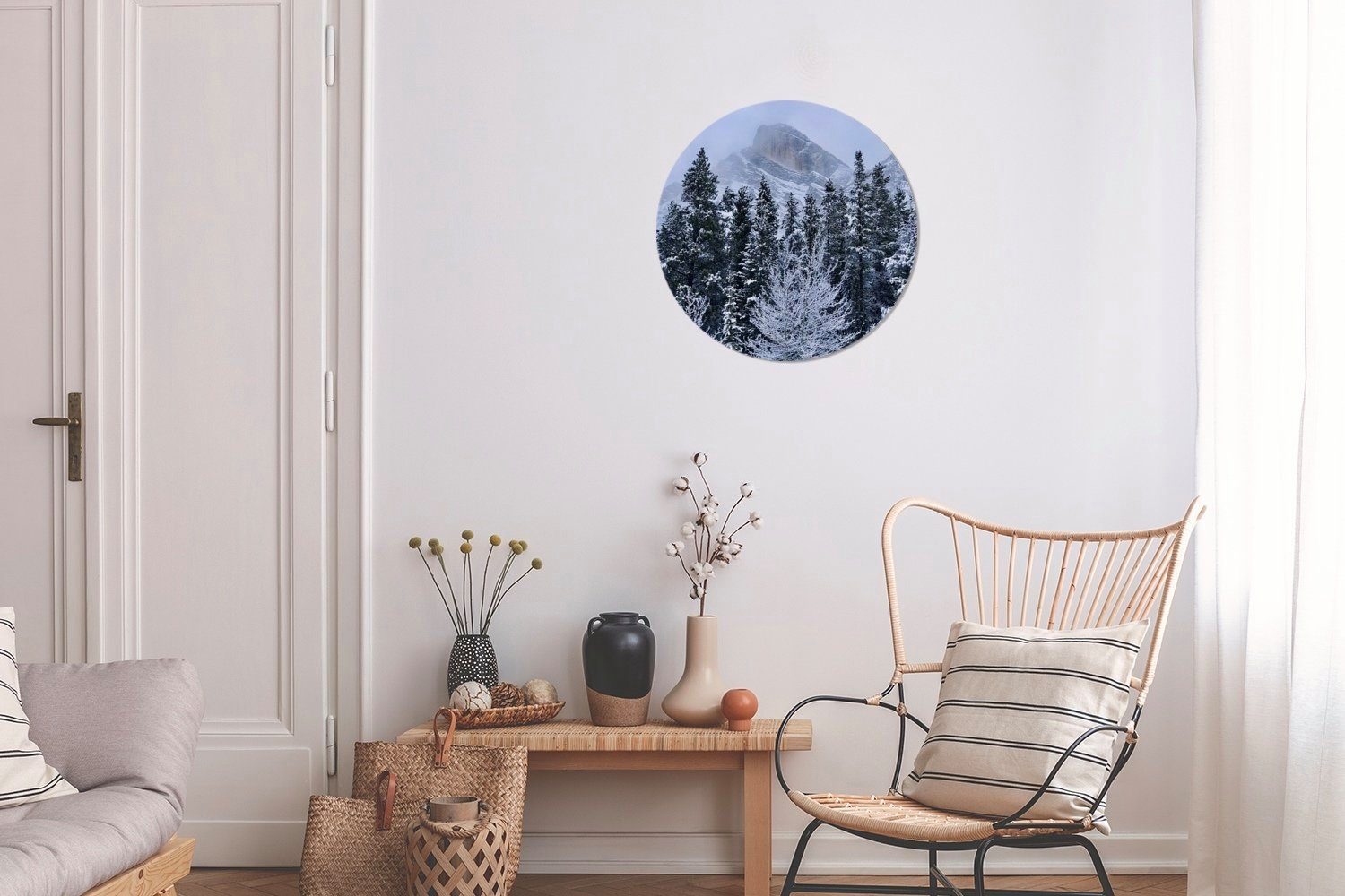 Forex, cm Mount 30x30 St), Tal Wanddekoration Kreis nordamerikanischen Wohnzimmer, dem Wandbild, (1 Rundes Wilson, mit Gemälde MuchoWow