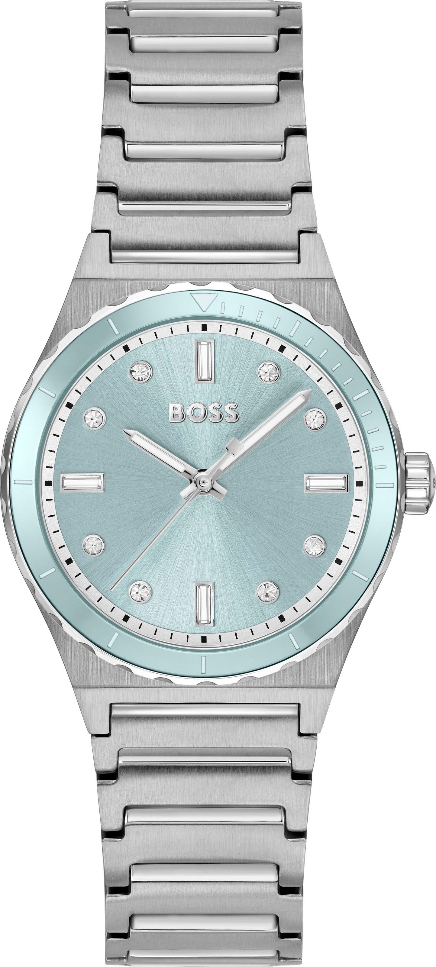 BOSS Quarzuhr CANDOR LADIES SPORT 1502786, Armbanduhr, Damenuhr, Edelstahlarmband, analog, Glassteine