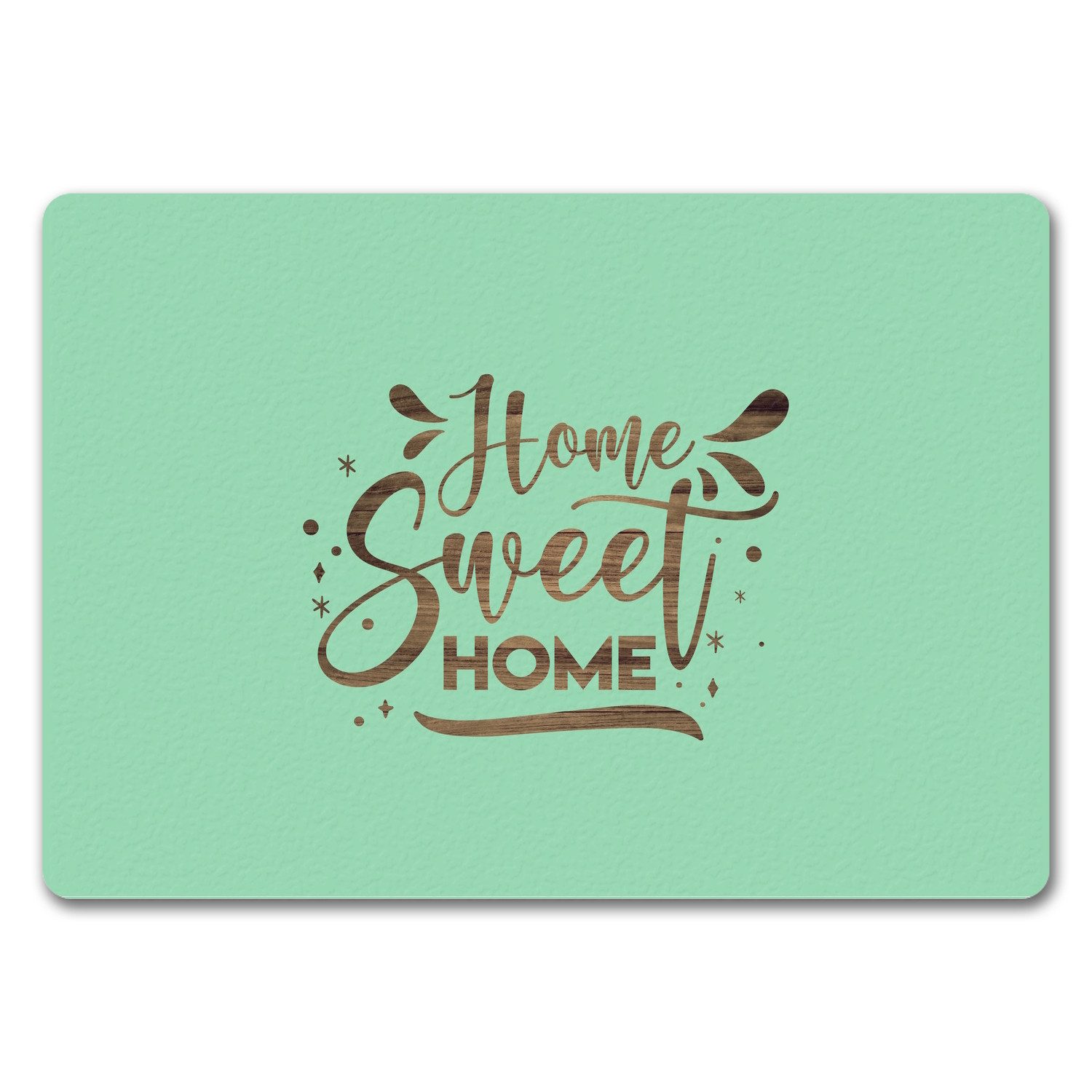 Fußmatte Home Sweet Fußmatte in 35x50 cm ohne Rand mit mintfarbenem