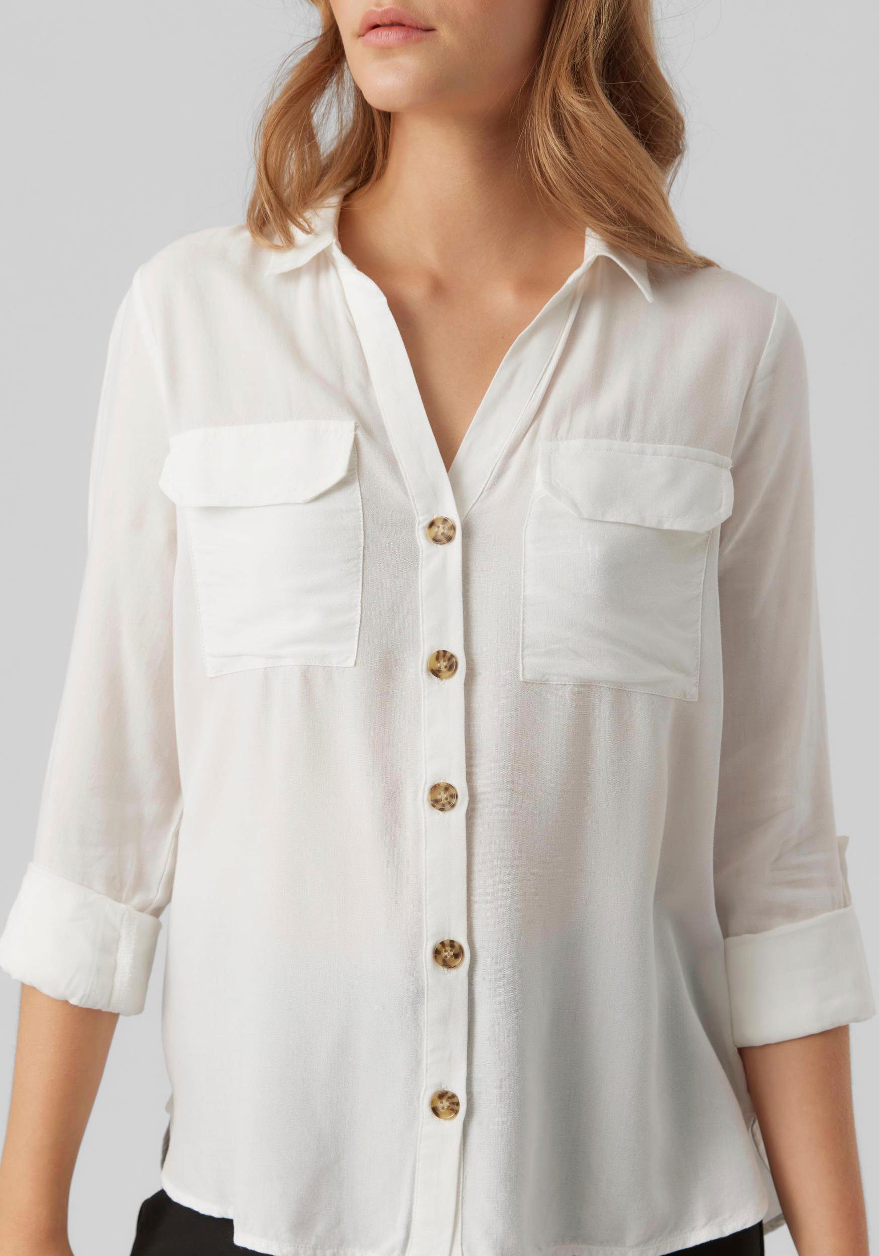 Vero Moda Hemdbluse VMBUMPY snow NEW SHIRT GA white NOOS WVN L/S